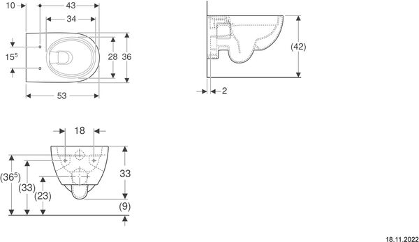 Wand-Klosett Geberit Renova rimless Weiss Cleaneffekt image number 1