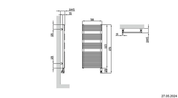 Badheizk&ouml;rper Alterna pali Schwarz matt Heizpatrone rechts image number 1