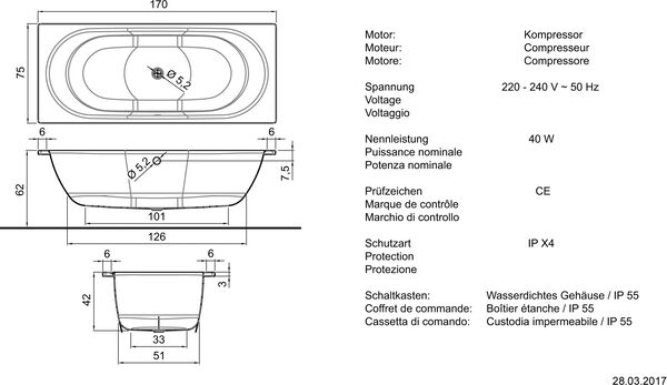 Whirlwanne Schmidlin Duett Silent-System Weiss Cleaneffekt D&uuml;sen und Garnituren verchromt image number 1