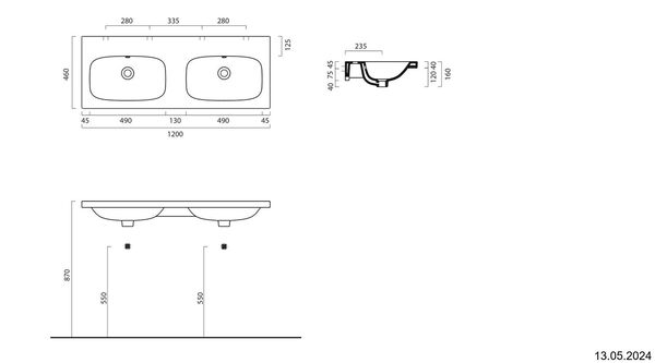 Doppelwaschtisch Alterna dinea 120 x 46 cm Weiss Cleaneffekt image number 1