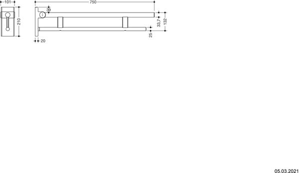 Mobiler Klappgriff Hewi 900 Duo Edelstahl glanz image number 1