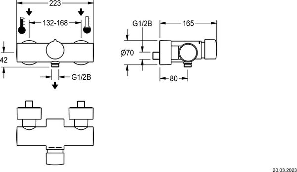 M&eacute;langeur de douche KWC F5SM2003 &frac12;" Chrom&eacute; image number 1