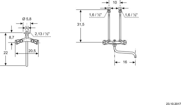 Wandbatterie Bosch BZ11113 Verchromt image number 1