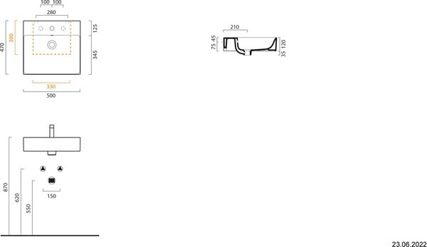 Auflegewaschtisch Alterna elena 50 x 47 cm Weiss Cleaneffekt image number 1