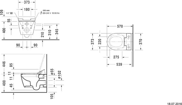 Wand-Klosett Duravit Me by Starck rimless Weiss image number 1
