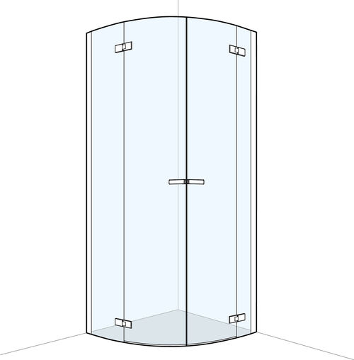 Paroi diagonale arrondi Koralle S600 Plus Chrom&eacute; Verre clair Plus