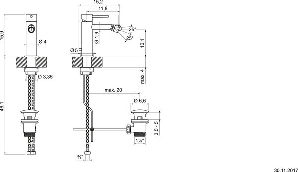 Bidetmischer Gessi 316 Warm bronze brushed PVD Intreccio image number 1