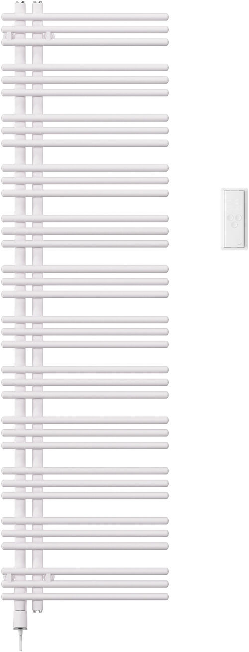 Radiateur de bain Zehnder Yucca Asym Blanc mat R&eacute;sistance &eacute;lectrique &agrave; gauche