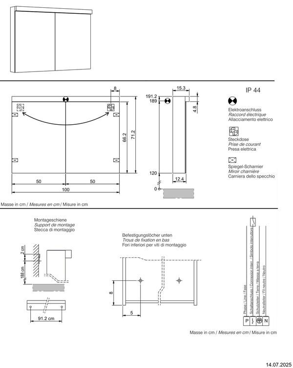 Spiegelschrank Alterna primo LED Weiss Lichtfarbe Warmweiss 3000 K image number 1