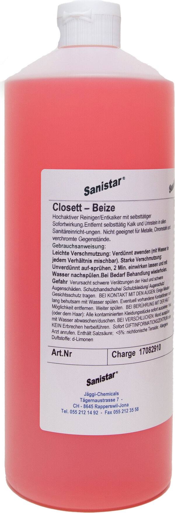 Klosett-Beize Sanistar Kalk- und Urinsteinentferner nicht f&uuml;r metallische Oberfl image number 0