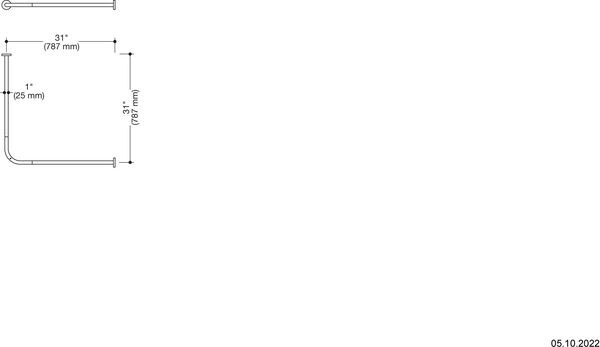Duschvorhangstange L-Form Hewi 900 Schwarz matt image number 1