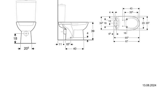 Stand-Klosett Geberit Renova Weiss Cleaneffekt image number 1
