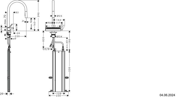 Sp&uuml;ltischmischer Hansgrohe Aquno Select M81 Edelstahloptik image number 1
