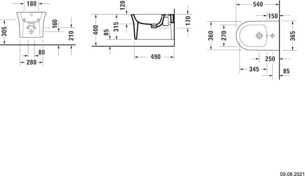 Wand-Bidet Duravit White Tulip Weiss image number 1