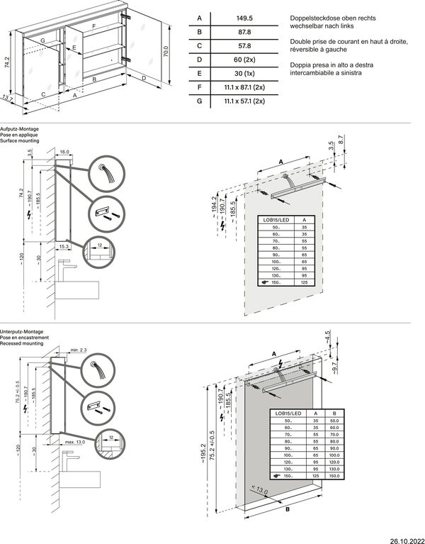 Spiegelschrank Schneider Low basic 15 LED Weiss Lichtfarbe Neutralweiss 4000 K image number 1