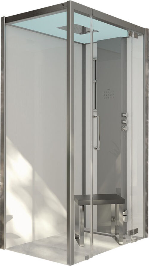 Dampfdusche Hoesch Sense Perience Weiss Echtglas klar EverClean