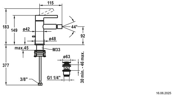 Bidetmischer KWC Bevo Schwarz matt image number 1
