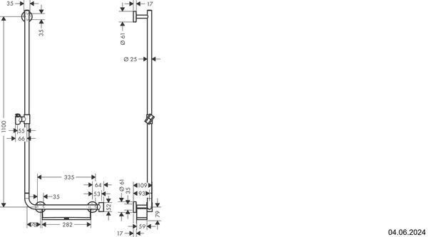 Duschgleitstange Hansgrohe Unica Comfort L-Form Verchromt image number 1