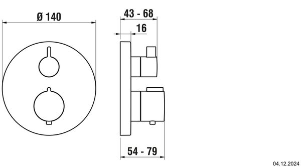 Bademischer-Endmontageset Laufen Twintherm &frac12;" Rosengold geb&uuml;rstet PVD basis chrom image number 1