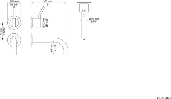 Wandmischer-Endmontageset Vola Edelstahl matt image number 1