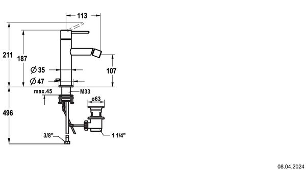 M&eacute;langeur de bidet KWC Ono E Chrom&eacute; image number 1
