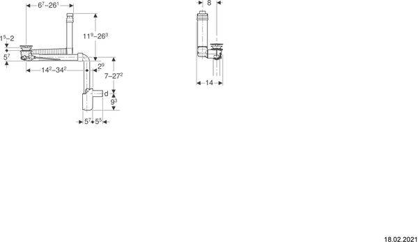Ab- und Ueberlaufsystem Geberit Clou Verchromt image number 1
