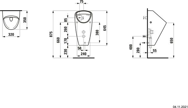 Urinoiranlage Laufen Caprino Plus rimless Weiss Cleaneffekt image number 1