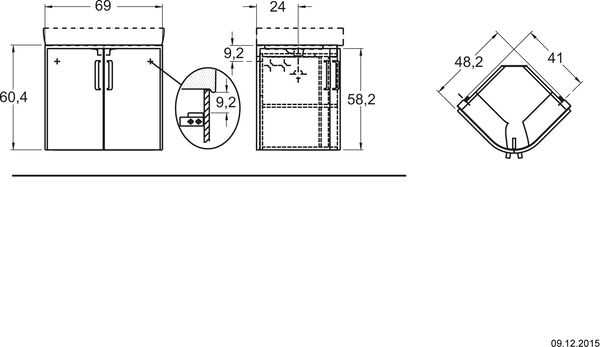 Eck-Waschtischm&ouml;bel Geberit Renova Compact Weiss image number 1