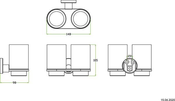 Doppelglashalter Alterna rondo Verchromt image number 1