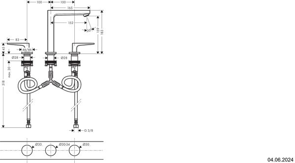 Dreilochbatterie Hansgrohe Metropol Schwarz matt image number 1