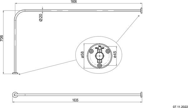 Duschenvorhangstange Bodenschatz, L-f&ouml;rmig Verchromt image number 1