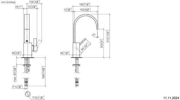 Einlochmischer Dornbracht Mem Verchromt Mit Luftsprudler image number 1