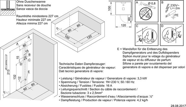 Dampfdusche Hoesch Sense Perience Weiss Echtglas klar EverClean image number 1