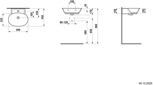 Wandbecken Laufen New Classic 50 x 45 cm Weiss Cleaneffekt image number 1