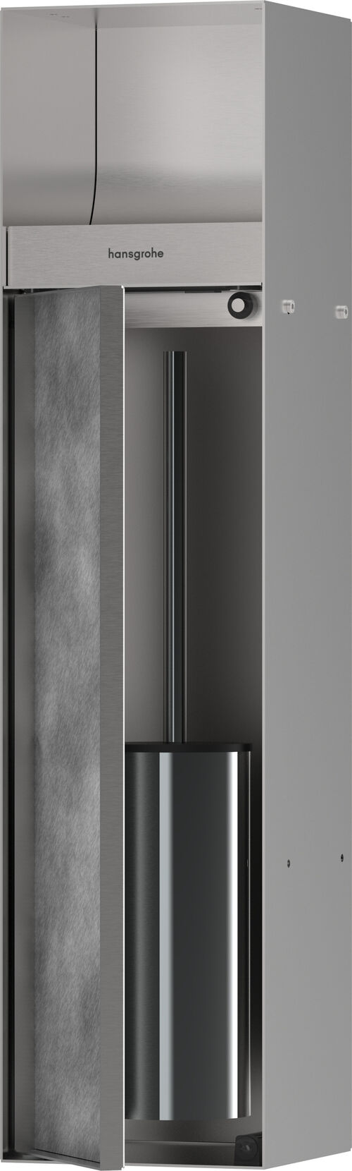 Wandnische Klosettb&uuml;rstenhalter Hansgrohe XtraStoris Rock Edelstahl geb&uuml;rstet