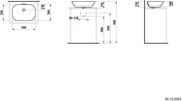 Lavabo &agrave; poser Ino 50 x 36 cm Blanc image number 1