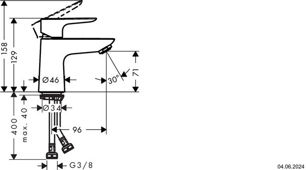 Einlochmischer Hansgrohe Talis E 80 Verchromt image number 1