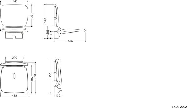 Si&egrave;ge rabattable Hewi LifeSystem Komfort Anthracite brillant image number 1