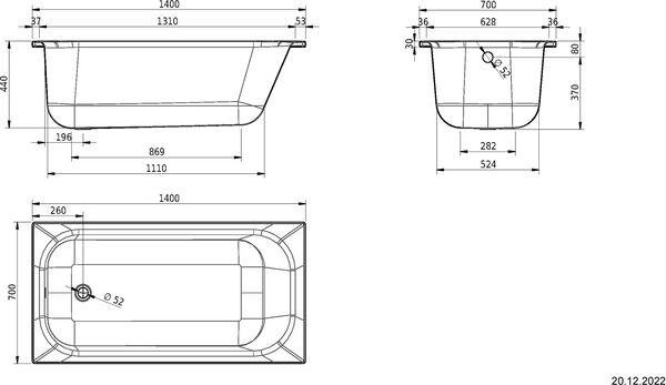Badewanne Schmidlin Norm Classic 140 x 70 cm Weiss image number 2