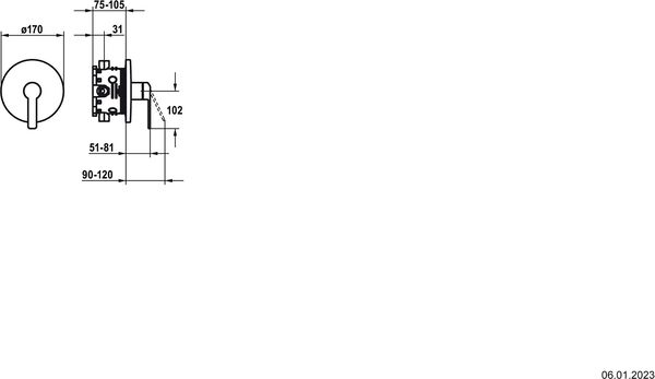 M&eacute;langeur de douche-set de montage final KWC Domo 6.0 Chrom&eacute; image number 1