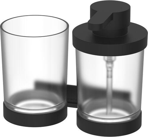 Kombination Seifenspender und Glashalter Bodenschatz Signa Schwarz matt