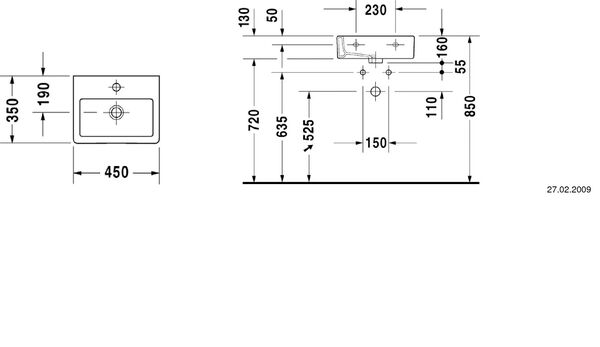 Wandbecken Vero 45 x 35 cm Weiss image number 1