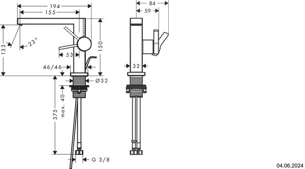 Einlochmischer Hansgrohe Tecturis E Schwarz matt image number 1