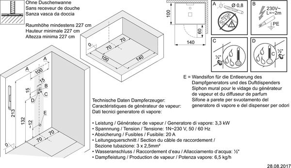 Dampfdusche Hoesch Sense Perience Weiss Echtglas klar EverClean image number 1