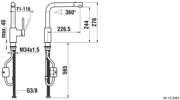 Sp&uuml;ltischmischer Laufen Twinplus Edelstahl geb&uuml;rstet PVD rosegold image number 1