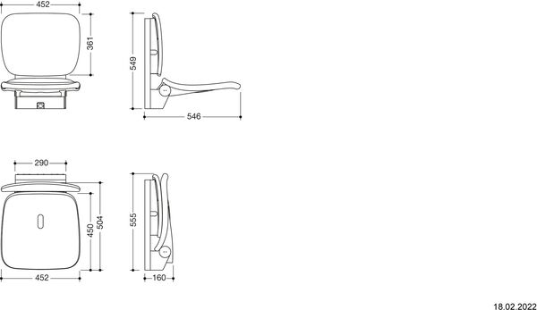 Si&egrave;ge rabattable Hewi LifeSystem Komfort Anthracite brillant image number 1
