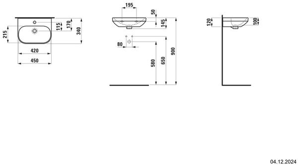 Handwaschbecken Laufen Lua 45 x 34 cm Weiss Cleaneffekt image number 1