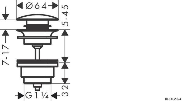 Ablaufventil Hansgrohe push-open 1&frac14;" Gold optic image number 1