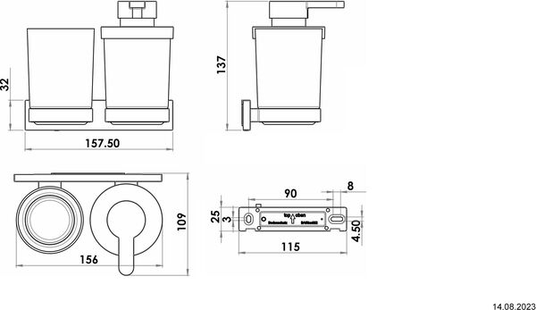 Kombination Seifenspender und Glashalter Bodenschatz Signa Verchromt image number 1