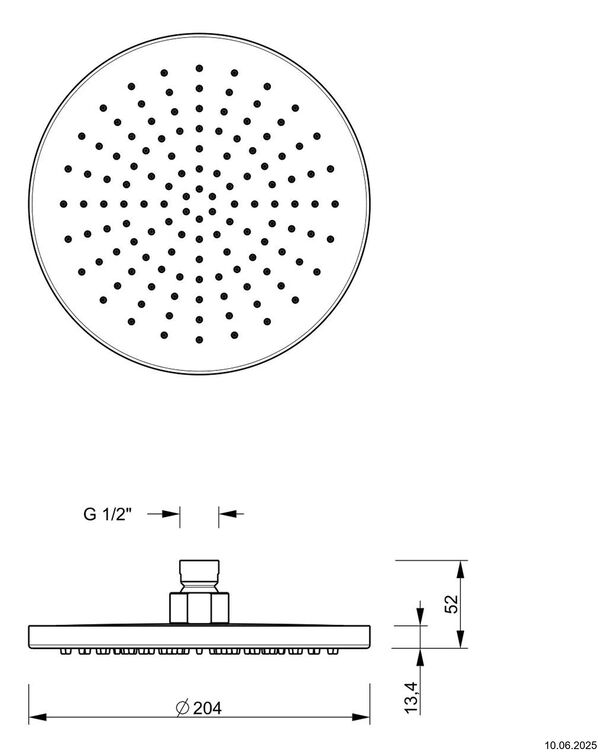 Regenbrause Fantini &frac12;" Matt copper PVD image number 1